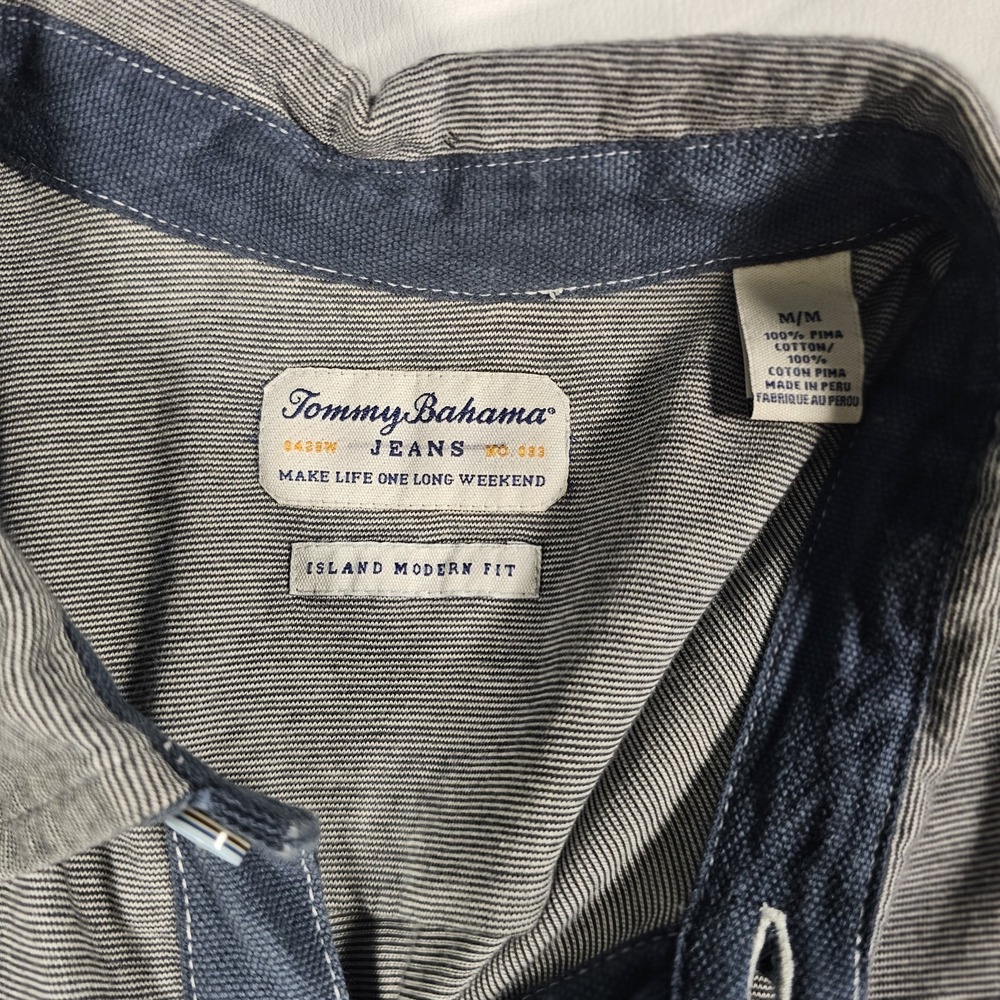 Tommy Bahama Jeans Island Modern Fit Polo Shirt Men Medium Gray Pima Cotton - Picture 7 of 10